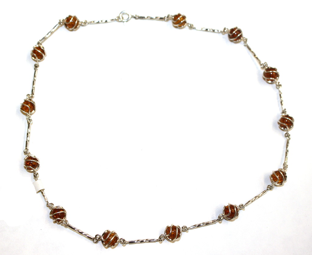 Baltic Amber Necklace cognac in silver casing
