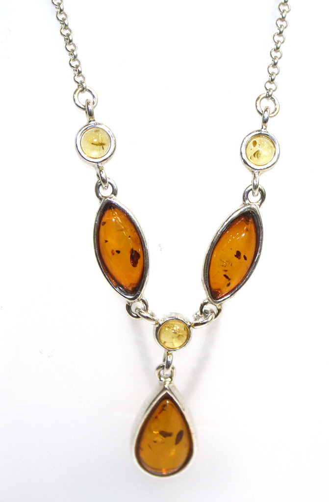 Baltic Amber Necklace cognac on silver chain